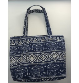 Bolso Playa Tela Con Dibujos Elefantes