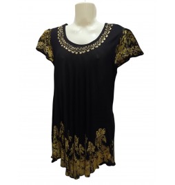 Blusa negra bordados ocre