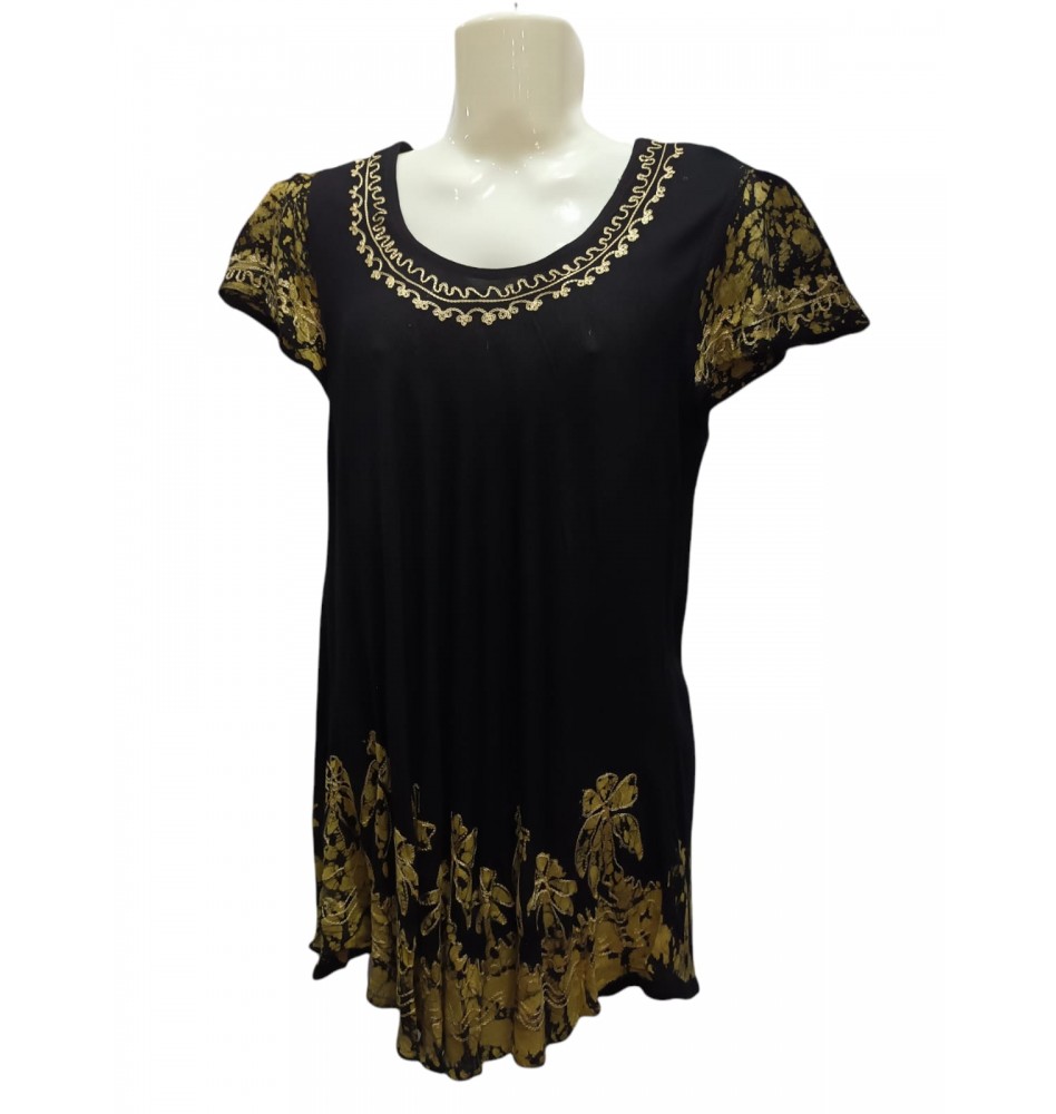 Blusa negra bordados ocre